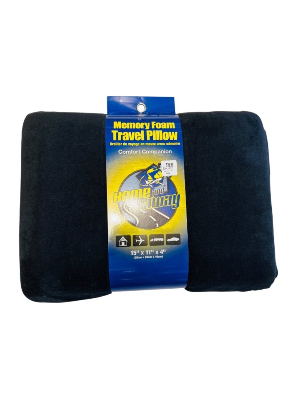 Memory Foam Travel Pillow With Washable Cover For Comfort & Support 15" X 11" X